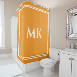 Rideaux De Douche Monogrammes Orange Jaune Blanc Nom Décor Design