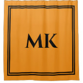 Rideaux De Douche Monogrammes Orange Jaune Noir Nom Style Décor (Devant)