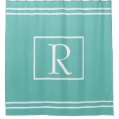 Rideaux De Douche Monogrammes Turquoises Blancs Nom personnalisé Ini (Devant)