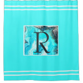 Rideaux De Douche Monogrammes Turquoises Grandes Blancs Agate Art Él (Devant)
