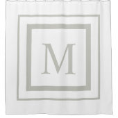 Rideaux De Douche Monographie de bordure en gris clair et blanc carr (Devant)