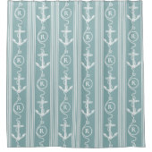 Rideaux De Douche Monographie de corde d'Ancre blanche turquoise mar (Devant)