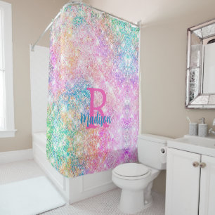 Rideaux De Douche Monographie de la fausse parties scintillant rose 