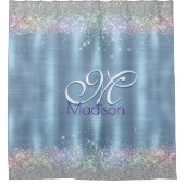 Rideaux De Douche Monographie de la parties scintillant bleue irisée (Devant)