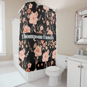 Rideaux De Douche Monographie moderne design l Motif floral l Noir