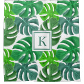 Rideaux De Douche Monstera Deliciosa Plante Feuille Motif Monogramme (Devant)