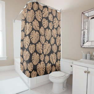 Rideaux De Douche Monstera en Tan et noir