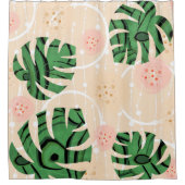 Rideaux De Douche Monstera feuilles sur rose. (Devant)