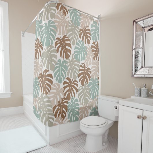 Rideaux De Douche Monstera moderne hawaï boho (En situation)