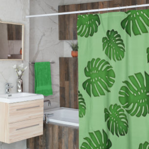 Rideaux De Douche Monstera peinte - motif feuille tropical