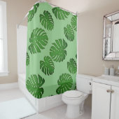 Rideaux De Douche Monstera peinte - motif feuille tropical (En situation)