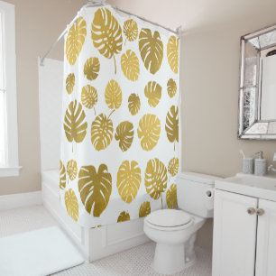 Rideaux De Douche Monstère d'or moderne Feuille Tropical Motif