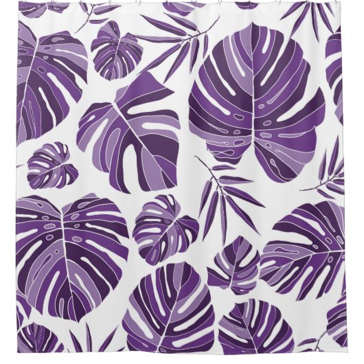 Rideaux De Douche Monstère violet tropicale feuilles sans couture mo (Devant)