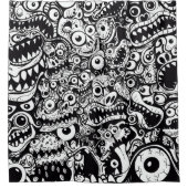 Rideaux De Douche monstres motif laid abstrait effroi éffrayant dépl (Devant)