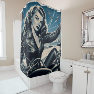 Rideaux De Douche Montage vintage de moto