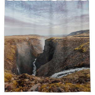 Rideaux De Douche MONTAGNE ROCHEUSE Brown ET GRIS SOUS NUAGES GRIS