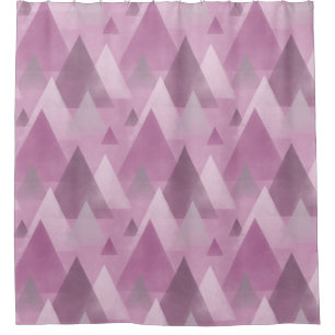 Rideaux De Douche Montagnes Abstraites géométriques, rose, gris
