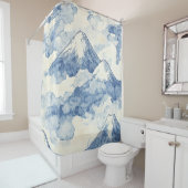 Rideaux De Douche Montagnes enneigées bleu équilibré blanc (En situation)