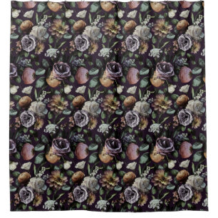 Rideaux De Douche Moody foncé automne Floral pourpre