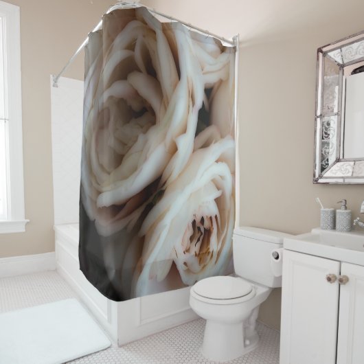 Rideaux De Douche Moody Soft Rose Roses Élégant Minimal Shabby-Chic (En situation)