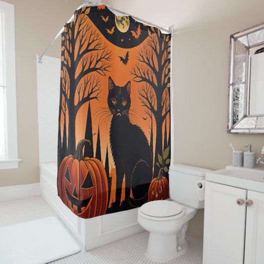 Rideaux De Douche Moonlit Meow (En situation)