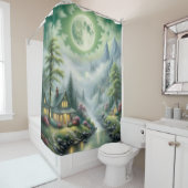 Rideaux De Douche "Moonlit River Village" (En situation)