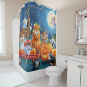 Rideaux De Douche Morceau d'Halloween dans l'aquarelle Citrouille Pa (En situation)