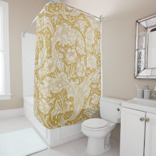 Rideaux De Douche Morris Bachelor's Button Flower & Golden Stems