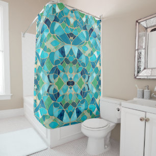 Rideaux De Douche Mosaïque Abstraite turquoise