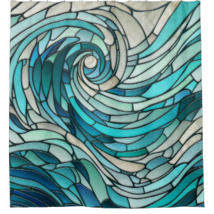 Rideaux De Douche Mosaïque de la vague océanique