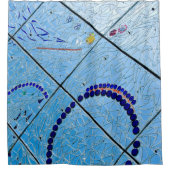 Rideaux De Douche Mosaïque de miroir bleu Abstrait (Devant)
