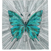 Rideaux De Douche Mosaïque de papillon - vert émeraude et gris (Devant)