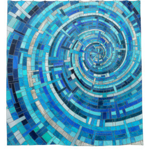 Rideaux De Douche Mosaïque de spirale bleue