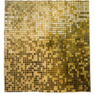 Rideaux De Douche Mosaïque d'or : Carreaux Carrés Texture.