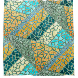 Rideaux De Douche Mosaïque en pierre d'aquarelle + vos idées