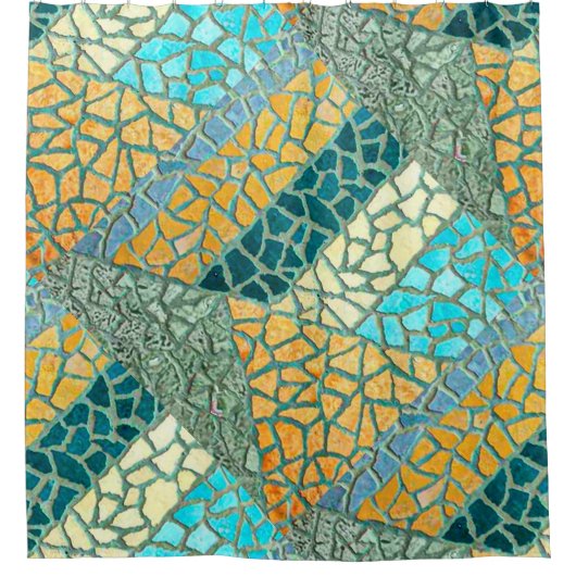 Rideaux De Douche Mosaïque en pierre d'aquarelle + vos idées (Devant)