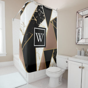 Rideaux De Douche Mosaïque géométrique de marbre