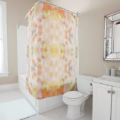 Rideaux De Douche Mosaïque pastel orange pastel et blanche (En situation)