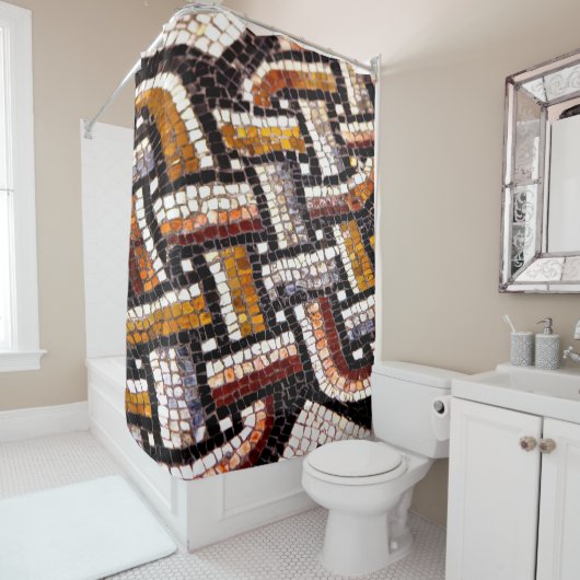 Rideaux De Douche Mosaïque romaine couleur automne (En situation)