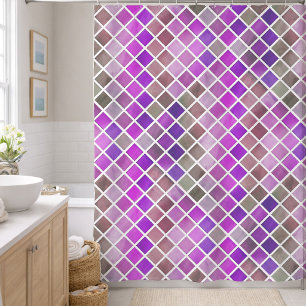 Rideaux De Douche Mosaïque rose violet orange vert