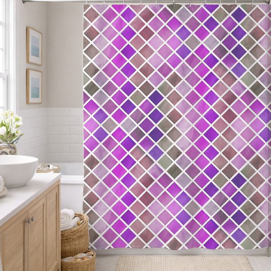 Rideaux De Douche Mosaïque rose violet orange vert