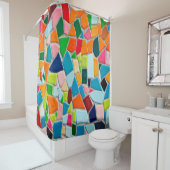 Rideaux De Douche Mosaïque tuiles texture modèle (En situation)