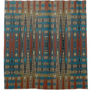 Rideaux De Douche Mosaïque turquoise de rouille sud-ouest en miroir