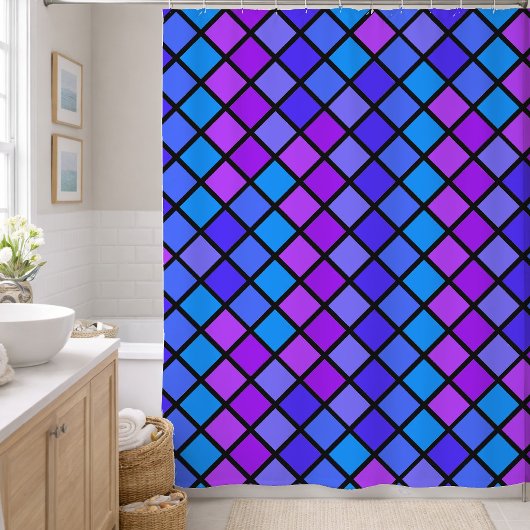 Rideaux De Douche Mosaïque Turquoise Violet Rose
