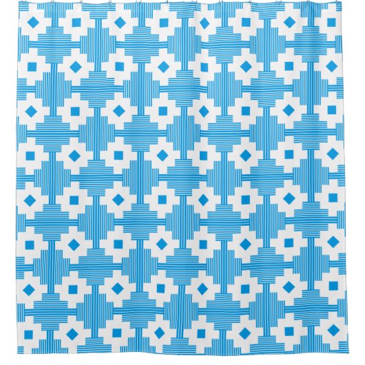 Rideaux De Douche Motif 061214 - Blanc avec bleu 009dea (Devant)