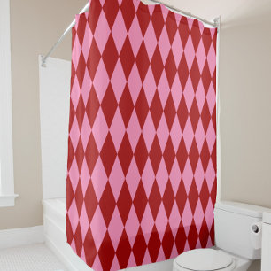 Rideaux De Douche Motif à carreaux Harlequin rose rouge