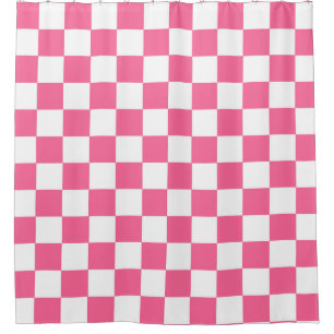 Rideaux De Douche Motif À damiers chèque rose blanc