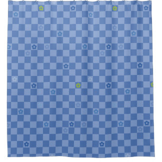 Rideaux De Douche Motif à fleurs à carreaux n° 01 - Bleu clair