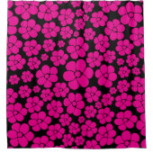 Rideaux De Douche Motif à fleurs - Magenta et noir (Devant)