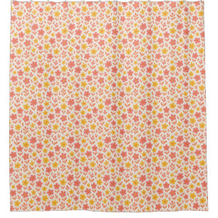 Rideaux De Douche Motif à fleurs rose et jaune